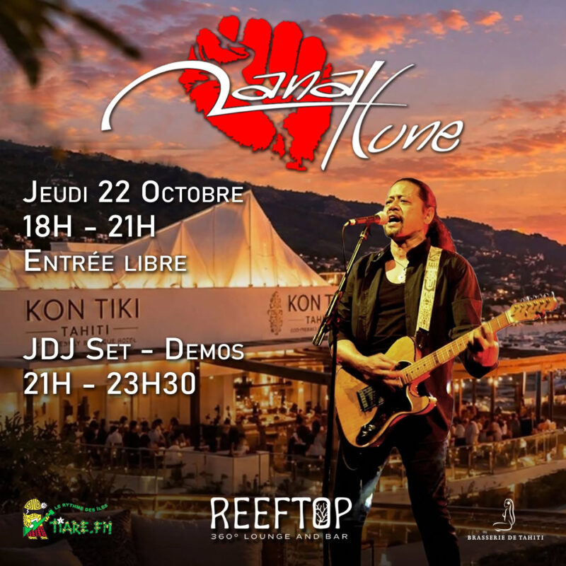 Affiche Manahune au Reeftop, jeudi 22 octobre, concert de 18 h à 21 h, entrée libre