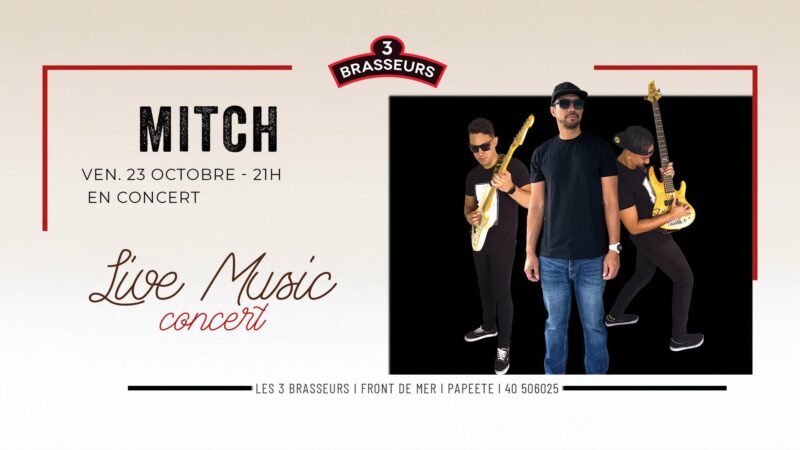 Affiche du concert de Mitch aux 3 Brasseurs le vendredi 23 octobre à 21 h